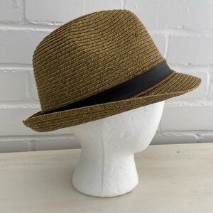 Womens Classic HBY Straw Derby Hat With Brown Banding